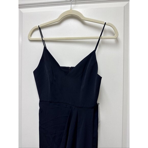 New Shona Joy Size US 4 Tulip Hem Midi Cocktail Slip Dress Sleeveless Navy Blue - Picture 4 of 11